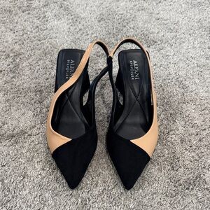 Alfani Black and Tan Pointed Slingback Pumps